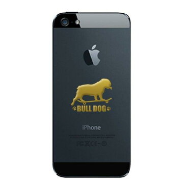 犬 蒔絵シール 【Love dog ブルドッグ(スケボー)金 30mm】 犬 雑貨 ブルドッグ ステッカー ケータイ スマホ iPhone デコ ステッカー iQOS アイコス