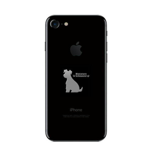 犬 蒔絵シール 【Love dog ミニチュアシュナウザー（お座り）銀 30mm】 犬 雑貨 ミニチュアシュナウザー ステッカーケータイ スマホ iPhone デコ ステッカー iQOS アイコス 3