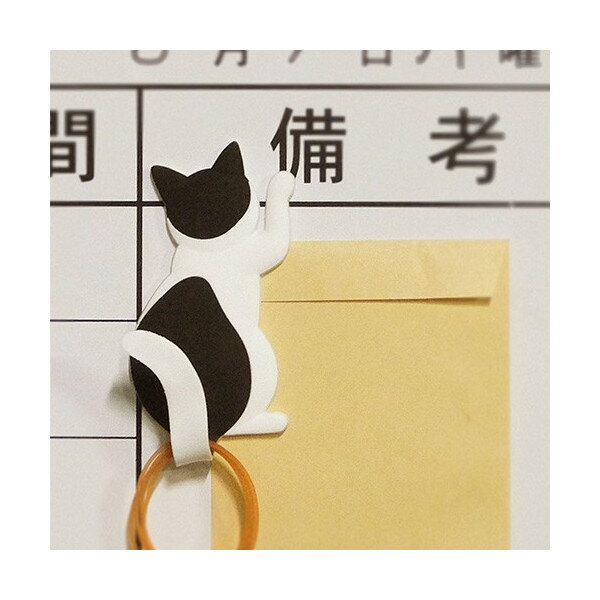 MAGNET HOOK Cat tail マグネットフック キャットテイル【ハチワレ】壁面取付猫型フック インテリア 壁 ネコ ねこ 猫雑貨 かわいい 猫 八割れ 鉢割れ