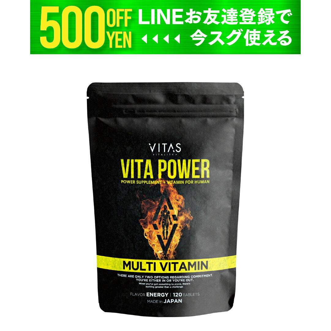 マルチビタミン ミネラル VITAS VITAPOWER 公式 120粒 ビタミン剤 マカ 亜鉛 ビオチン ナイアシン ビタミンC 葉酸 筋トレ トレーニング サプリメント GMP認定 栄養機能食品 肌荒れ 疲れ バイタス ビタパワー 日本製 メンズ ボディビル 送料無料