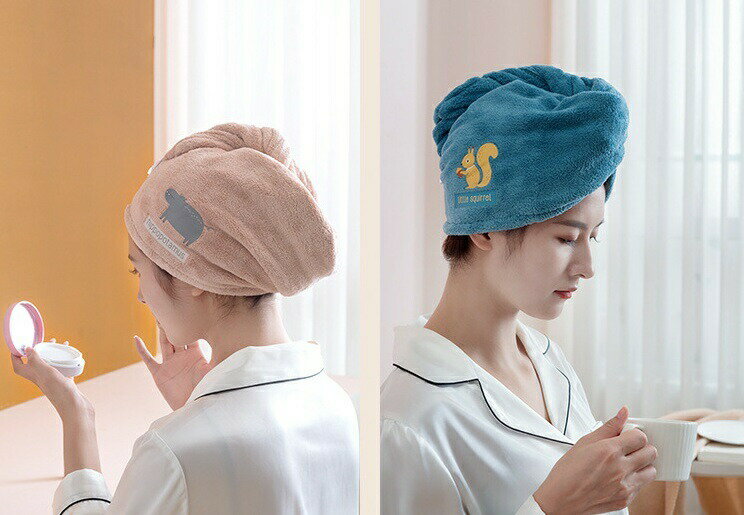 ヘアドライタオル タオルキャップ ドライキャップ ヘッドタオル ヘアキャップ ボタン ふわふわ 髪 吸水 乾燥用 お風呂 シャワー 洗髪 プール レディース 女性 アニマル 動物 シンプル かわいい ふんわり 便利グッズ バス用品 バスグッズ
