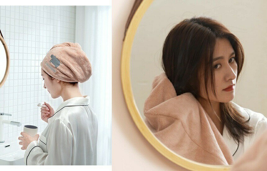 ヘアドライタオル タオルキャップ ドライキャップ ヘッドタオル ヘアキャップ ボタン ふわふわ 髪 吸水 乾燥用 お風呂 シャワー 洗髪 プール レディース 女性 アニマル 動物 シンプル かわいい ふんわり 便利グッズ バス用品 バスグッズ