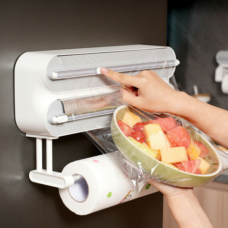 ラップケース ラップカッター 3in1 ラップカット ラップホルダー クッキングシート キッチン アルミホイルケース 双方向切断 冷蔵庫 マグネット キッチン箔/フィルムディスペンサー キッチリ切れる スライドカッター