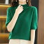 ゴルフウェア サマーセーター オフィス カットソー ニットTシャツ イン ニットTシャツ ハイネックtシャ..
