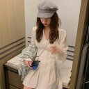 ミニ セクシー プリーツ タック 白 レディース Vネック お洒落