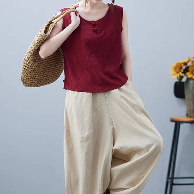 ガーリー かわいい シンプル 袖なし 上品 おしゃれ ボタン かっこいい ノーカラー 伸縮性 こなれ感 襟なし ルーズ カジュアル 大人可愛い フェミニン ラフ インナー 薄手 ラウンドネック ス ノースリーブ レディース レトロ プルオーバー