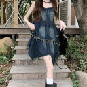袖なし つなぎ ジャンパースカート レディース 大人可愛い ドレス デニム スカート 膝上 ショート サロペット サスペンダースカート ミニスカート ブルーデニム ノースリーブ かわいい カラーデニム 襟なし デニムスカート ノーカラー ミニ