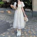 透け感 送料無料 パーティ? 襟なし 女子会 スクエアネック 切り替え 大人女子 デート ティアード 体型カバー かわいい 切り替え コーデ シンプル フレア 休日 お洒落 ミモレ丈 大人可愛い レディース ファッション イベント 半袖 おしゃれ ワンピース