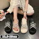 美脚 レディース ミュール おしゃれ 外出スリッパ ウェッジサンダル ファッション ビーサン 身長アップ 防水台 サボ ビーチサンダル かかと無し 便利 ラインストーン カジュアルシューズ