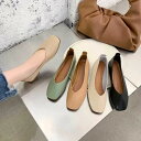 走れるパンプス フラット底 スクエアトゥ 通勤 痛くない 楽ちん レディース シューズ ローカット PUパンプス フラットシューズ フラットパンプス パンプス ...