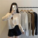 S L M 重ね着 夏 肌見せ 2XL 透かし編み ニットス キャミソール付き レイヤード ニットソー 大きいサイズ サマーニット 春 長袖 体型カバー レディース XL メッシュセーター シースルー ニットセーター