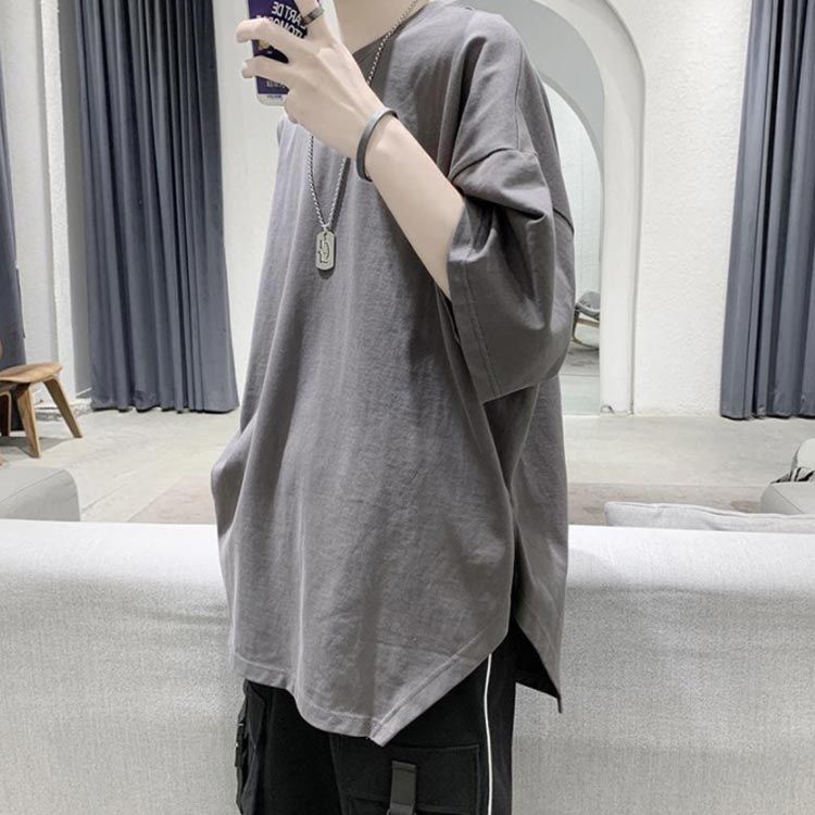 半袖 メンズ 袖 春服 広め 七分袖 秋服 スリット 大きいサイズ 夏 広い 七分袖Tシャツ 送料無料 ゆったり ゆったり ビッグTシャツ メンズ おしゃれ 薄手 Tシャツ ビッグT ゆったり tシャツ