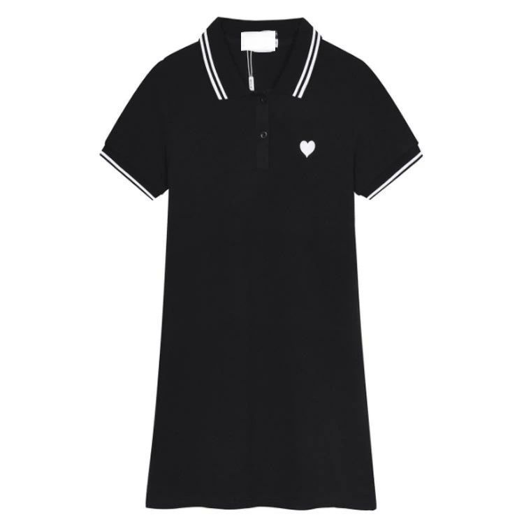 普段着 ポロワンピース ゴルフウエア ポロ襟 半袖 細身 ピンク【送料無料】 ワンポイント ブラック ワンピース レディース おしゃれ 秋 シンプル 春 カジュアル かのこ ハート ミニ丈 夏 ゴルフスカート