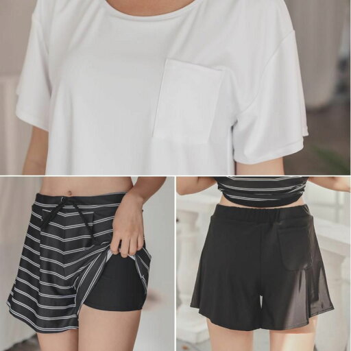 サーフパンツ ショートパンツ セパレート 大きいサイズ アップ 半袖 体型カバー タンキニ 上下 水着 Tシャツ 点 レディース サーフパンツ ショートパンツ セパレート 大きいサイズ アップ 半袖 体型カバー タンキニ 上下 水着 Tシャツ 点 レディース
