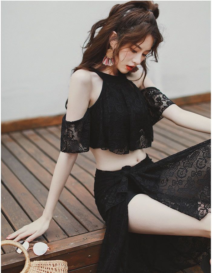 バラ+ショートパンツ+スカーフ ママ水着 高弾性 プール レディースラッシュガード ...