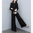 レディース オシャレ ボトムス 夏服 シフォン 大人 キレイめ 20代 夏 40代 OL 30代 2点 おしゃれ シャツ アップ ガウチョパンツ 韓国風 シンプ...