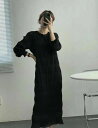 セレモニー お宮参り 夏 シャーリング 七五三 オフィス ロング 黒 結婚式 シフォン お呼ばれ シアー Uネック ロングワンピース 春 長袖 きれいめ ギャザー オケージョン ワンピース