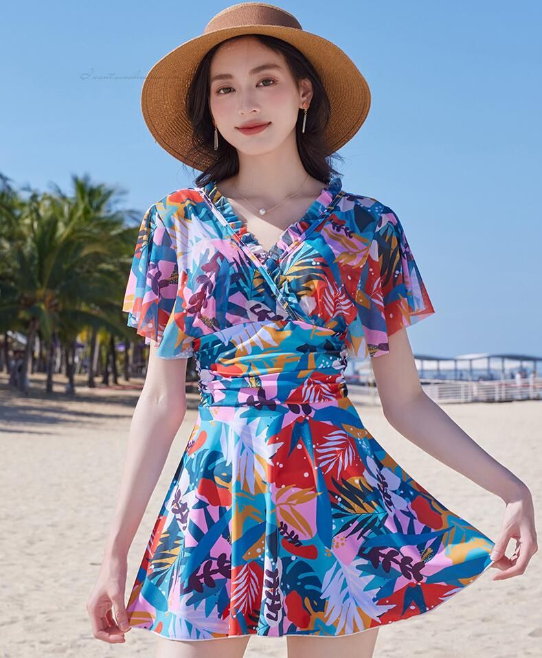 ビキニ M/L/XL/2XL/3XL パッド付き 大きいサイズ タンキニ 海 可愛い水着 体型カバー 女性水着 水着 セクシー 海外旅行 プール 連体水着 みずぎ リゾート ママ水着 露出控えめ 見せパンツあり 温泉 夏 レディース オールインワン 【送料無料】韓国風 ワンピース水着