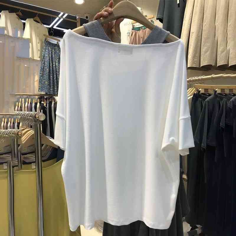 ドロップショルダーTシャツ女性用カ...