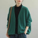 カーディガン 羽織り Vネック スウェット トップス 大きいサイズ 送料無料 長袖 秋服 30代 アウター カーデ ブルゾン 40代 スエットカーディガン ジャケット レディース ノーカラー Vネック スタジャン ビッグシルエット(4)