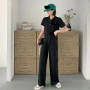 パジャマ レディース アップ 韓国 ナイトウェア スウエット 夏 ルームウェア 上下 お洒落 半袖 部屋着 ワンマイルウェア 寝巻 Tシャツ ロングパンツ ジャ...