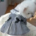 春夏 新作 かわいい ワンピース お出かけ 犬 ペット用スカート 服 猫 リボン ペット服 ギンガムチェック 小型犬用 女の子 モノトーン メール便OK ペット...