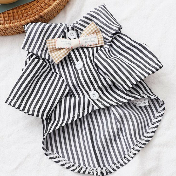 小型犬 服 ペット お散歩 前開き 人気 犬 シャツ 服 シャツ トップス 犬服 かわいい 服 ボタン付き ドッグウェア ストライプ ペットウェア 着させやすい 超可愛い! 涼しい 服 男の