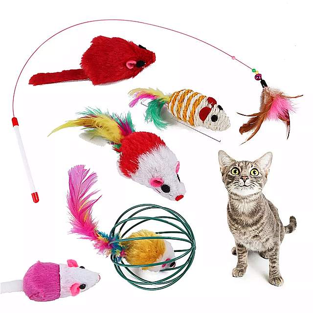 猫用のインタラクティブな おもちゃのボール 20セット カラフルな羽 ぬいぐるみの杖 猫のアクセサリー