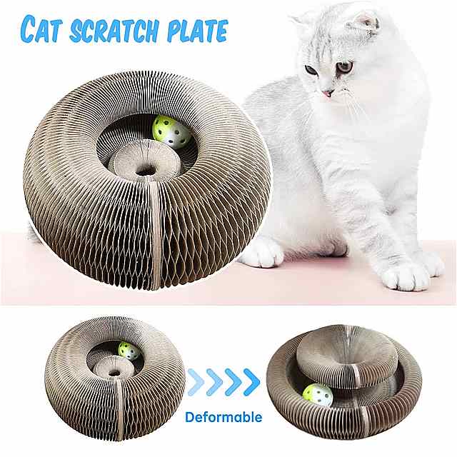 【新品発売期間限定特価】魔法の猫スクラッチボード 猫のおもちゃ ベル付き猫研削爪猫クライミングフレームラウンド波形猫キラキラ 猫のおもちゃ