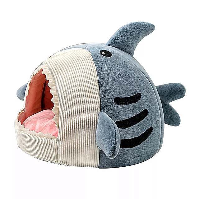 サメのかわいいペットの寝袋暖かい柔らかいキトン洞窟洗える猫のクッション居心地の良いテント4シーズン