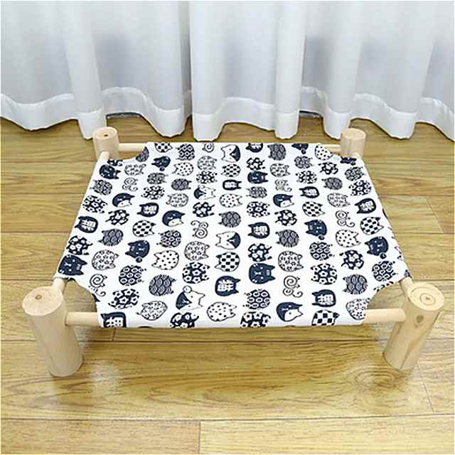 猫 用 取り外し可能な 木製 ハンモック キャンバス ベッド 小型 犬 猫 ウサギ 用 高架 ベッド 耐久性 ある アクセサリー 子 猫 ペット 0