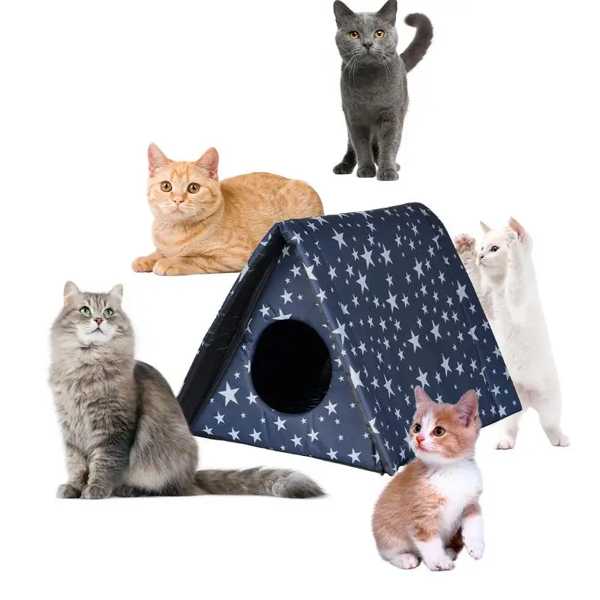 防水 屋外ペットハウス 厚手 猫 巣 暖かい子犬 木 折りたたみ式 ペットシェルター ポータブルトラベルキャリア