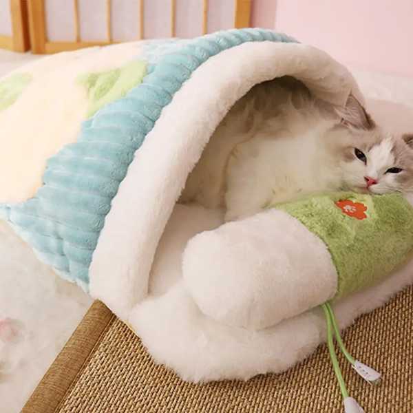 猫 形をした猫 ベッド 暖かくて快適 寝袋 柔らかい洞窟 ペット シェルター ベッド アクセサリー