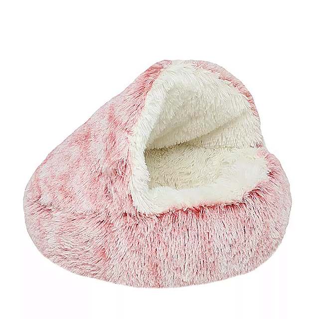 ペット 用の柔らかい ぬいぐるみ ベッド 冬用の丸い ぬいぐるみ 暖かい 長い 猫 用 2 in 1 ソファ 用