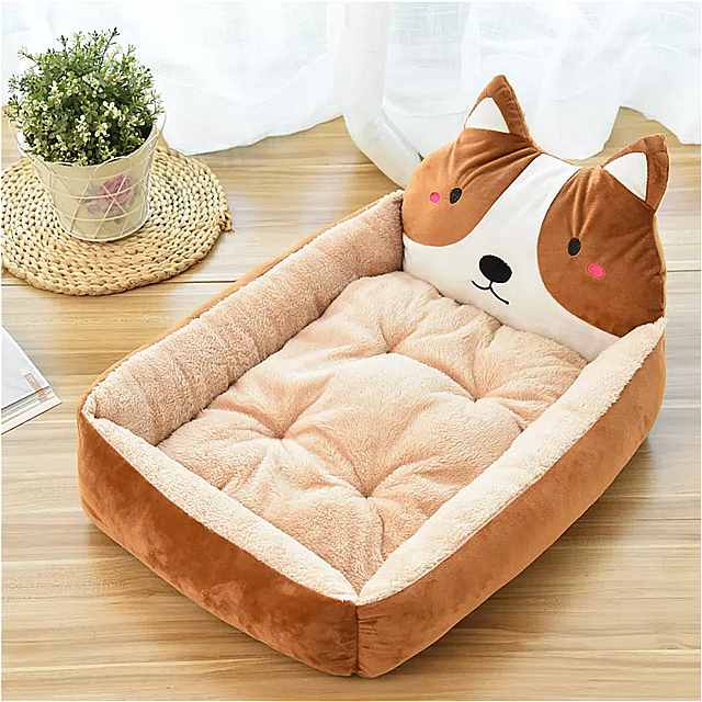 Pet Goods - 犬 と 猫 のための長方形の寝袋ソファ ベッド ペット ハウス 冬 に暖かい ポータブル 柔らかいバスケット