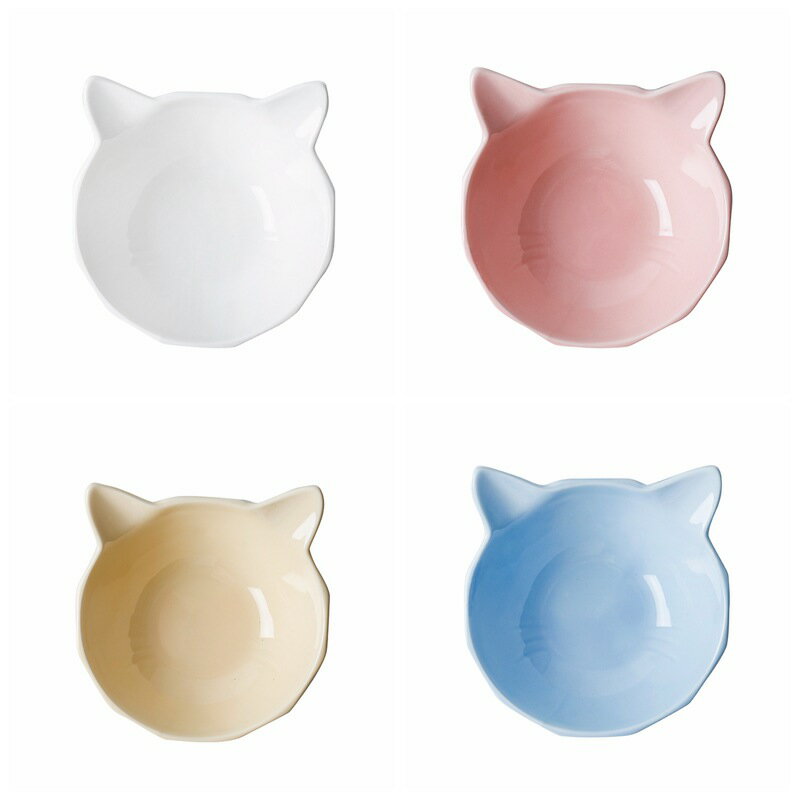 セラミック猫用ボウル マカロンカラー 耐熱 猫耳型 ペット用食器