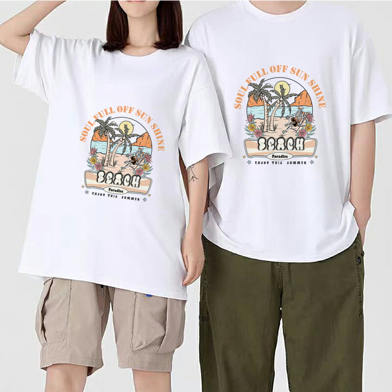 黒 ブラック 白 ホワイト S~7XL 綿 半袖 レディース 春 夏 プリント メンズ ファッション シンプル 中学生 ストリート カジュアル クルーネック 3分袖 リゾート 大きいサイズ 涼しい Tシャツ インナーシャツ トップス 夏服 ベーシック 男の子 女の子