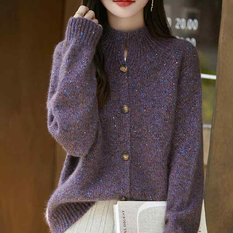 乐天商城 - コーデ スリム ファッション スパンコール 単品 レディース セーター 大きいサイズ カワイイ アイテム 服 秋冬 ジャケット 大人カワイイ シンプル ウールカーディガン ブレスト オシャレ