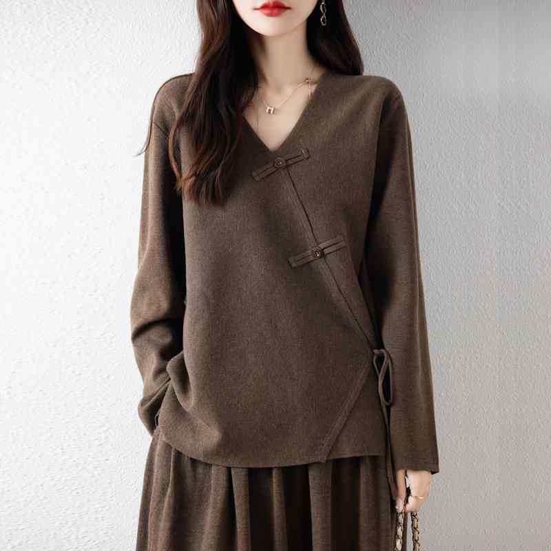 乐天商城 - 大きいサイズ セーター シンプル ジャケット 大人カワイイ Vネック アイテム カワイイ コーデ 服 秋冬 オシャレ ウールカーディガン レディース ボタン付き ファッション