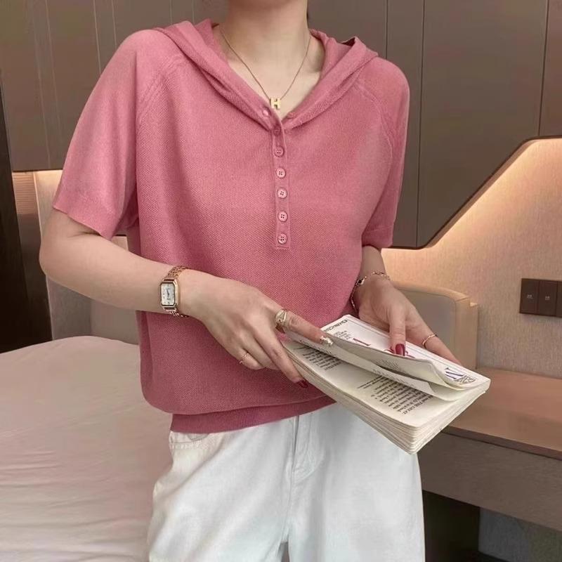 レディース ス ニット T オシャレ カワイイ 服 コーデ 大きいサイズ ハーフスリーブ スウェットシャツ ファッション 半袖 アイテム シンプル シャツ 秋冬 フード付き 大人カワイイ