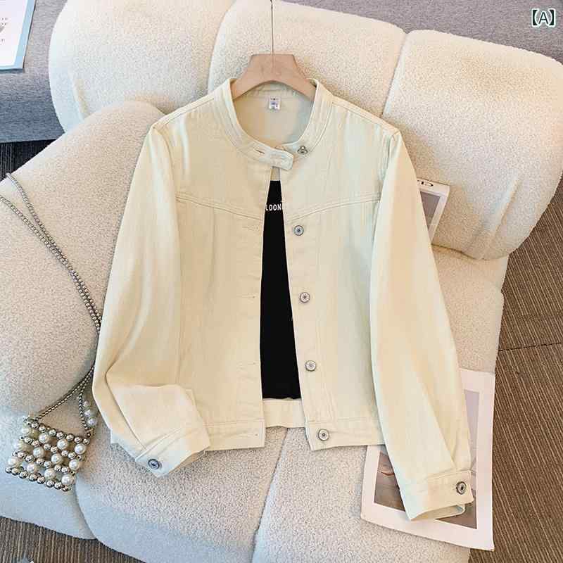 カジュアル ス レトロ ショート スタンドカラー おしゃれ 春秋 ジャケット レディース デニムジャケット