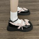 カジュアル 厚底靴 革靴 履きやすい 蝶結び ラウンドトゥ 2色 可愛い ストラップ 厚底 女子高生 春夏秋 滑り止め レディース パンプス フラットシューズ 通学 メリージェーン ローファー 学生鞋