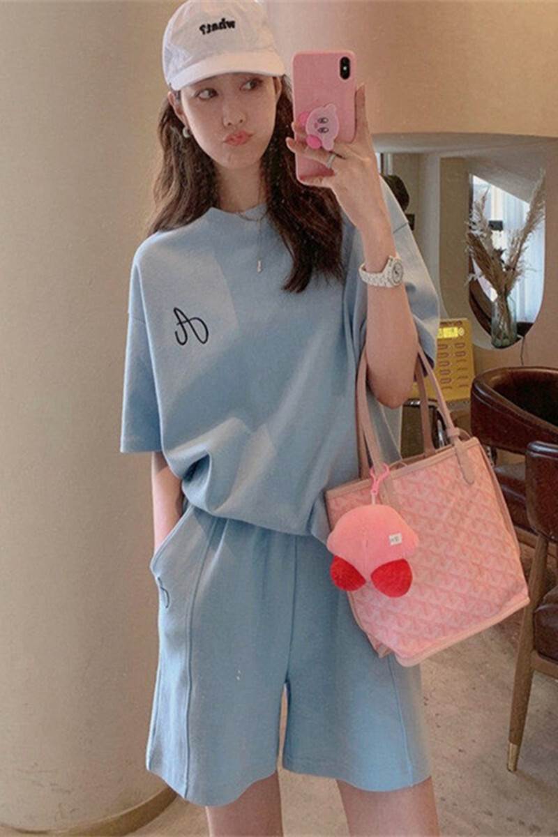 3分丈 個性的 上下セット L 2XL オーバーサイズ 送料無料 部屋着 グレー ワンポイント ゆる 半袖 水色 XL リゾート パジャマ 女子会 ゆったり M カジュアル ラウンドネック シンプル ストリート 夏 大人かわいい 寝巻き 女性用 キレカジ