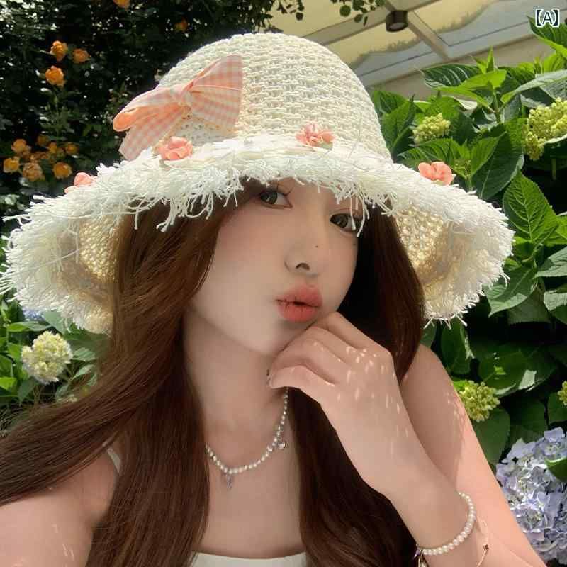春夏 休暇 花 海辺 おしゃれ 帽子大きい 帽子 女性 夏 女性用 韓国 レディース 秋冬 かわいい 帽子 つば 日焼け防止 麦わら