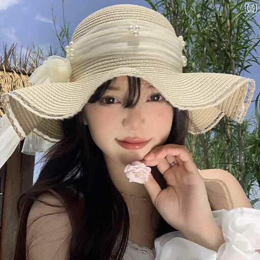 編組 帽子 海辺 女性用 フレンチ ビーチ おしゃれ 女性 麦わら 休暇 レース 秋冬 韓国 春夏 かわいい 夏 レディース パールリボン 日焼け防止 帽子 編組 帽子 海辺 女性用 フレンチ ビーチ おしゃれ 女性 麦わら 休暇 レース 秋冬 韓国 春夏 かわいい 夏 レディース パールリボン 日焼け防止 帽子