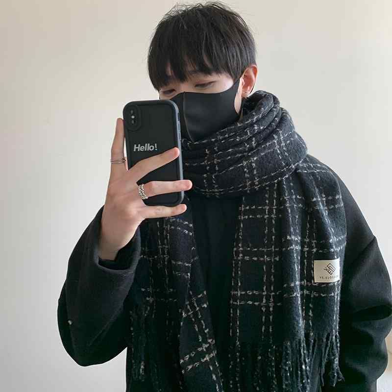 韓国 チェック柄 かっこいい スカーフ メンズ 厚手 マフラー 冬 秋冬 防寒 カップル…