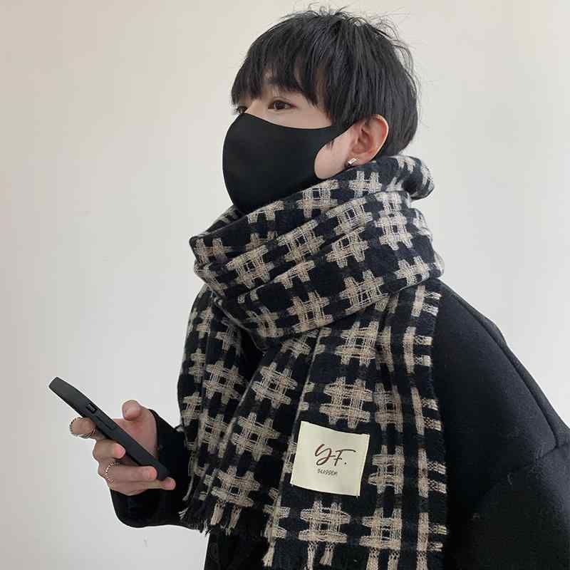 スタイル カップル かっこいい 暖かい 大判 おしゃれ メンズ 男性 チェック柄 メンズ スカーフ 防寒 モ..
