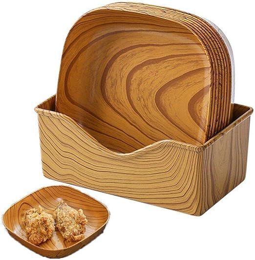 正方形 8枚入 食洗機対応 スクエアプレート 皿 和風 割れにくい レンジ対応 木目調 フルーツボウル プ..