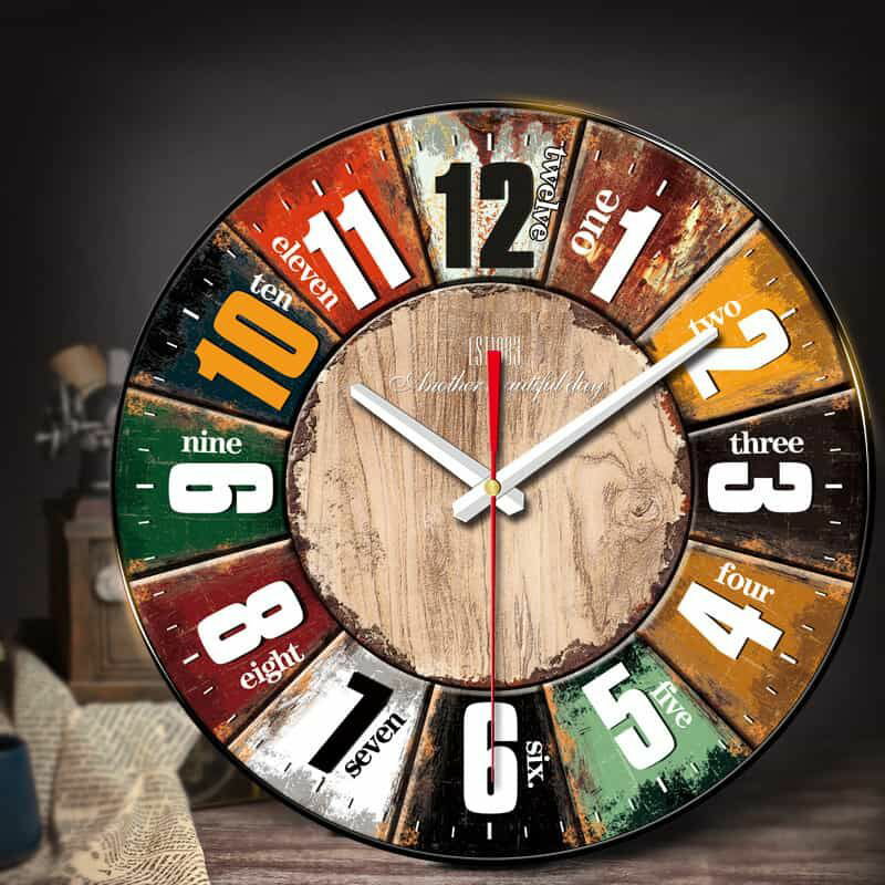 寝室 室内時計 おしゃれ インテリア モダン静音 デジタル 丸い壁掛け時計 大きな数字 見やすい壁掛け時計 12インチ 壁掛け時計 連続秒針 リビング レトロ 時計(3)