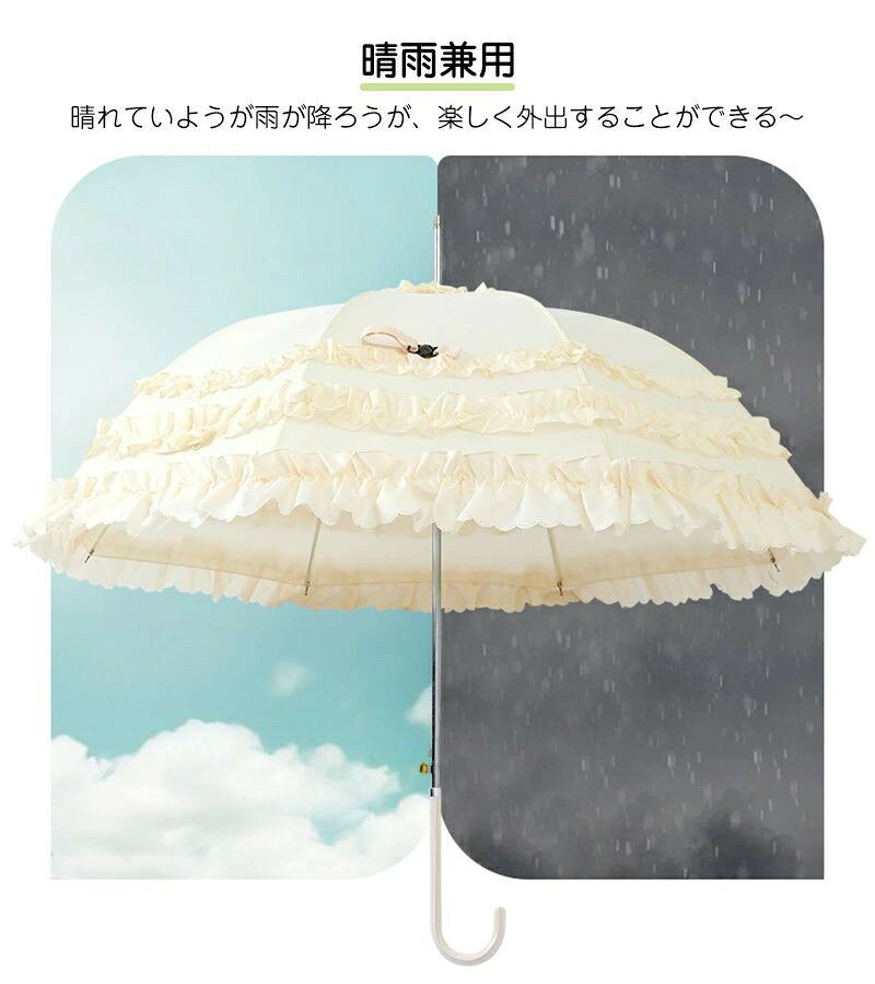 【新品発売期間限定特価】晴雨兼用傘 ロリータ傘 長傘 日傘 雨傘 兼用 プリンセス傘 花 薔薇 レース フリル ドーム 型 UV 日焼け 対策 遮光 裏も可愛い 傘 レディース パゴダ傘 晴雨兼用 UVカット 雨傘 かわいい ギフト ひんやり傘 花柄 結婚式 女性にプレゼントの商品画像 3